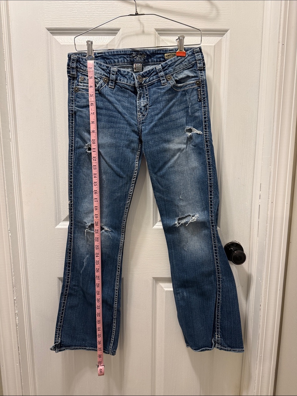 Silver Jeans Blue Distressed Flare Jeans